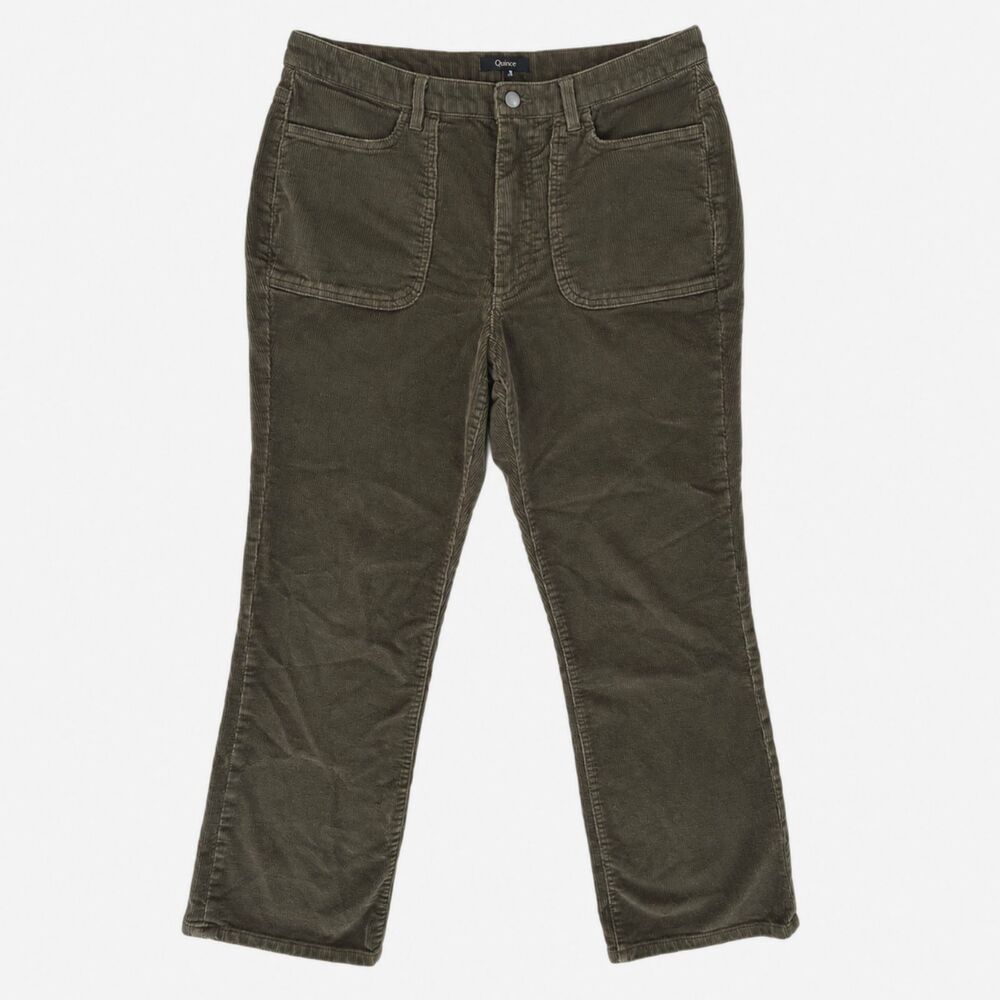 Quince Organic Stretch Corduroy Flare Pants Seaweed Green Women's size 12